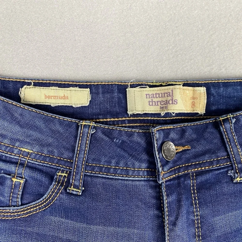 Natural Threads Bermuda Stretch Denim Shorts Women‎ 8 Dark Medium Wash